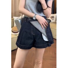 批发薄款高腰不规则宽松牛仔短裤<b class='q'>大码</b>显瘦设计感裤裙胖mma字阔腿热裤