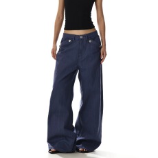 批发韩系ootd<b class='q'>牛仔</b>裤男女直筒水洗高端高街潮流设计感复古休闲宽松长裤
