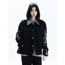 批发美式夹克王朝棒球服女春秋<b class='q'>冬</b>新款复古宽松印花百搭夹克机车外套