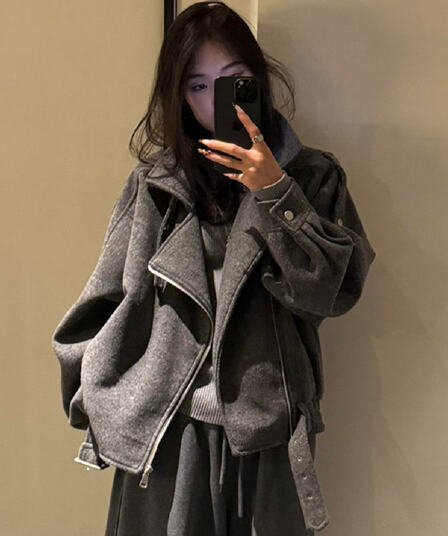 아메리칸 지아 Sheng 레트로 캐주얼 짧은 여성 코트 봄 가을 디자인 센스 루즈핏 슬림해 보이는 워크웨어 재킷 커플 맨위