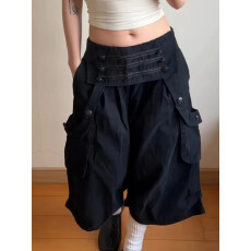 批发美式新概念复古宫廷风古早<b class='q'>七分裤</b><b class='q'>女</b>夏设计感小众宽松短裤工装裤子