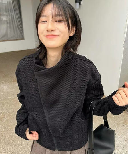 품격 음악 완방 패션 가을 겨울 새로운 고급 연령 감소 세련된 남성 쇼트 스타일 빅 칼라 다용도 재킷