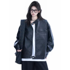 批发美式复古美拉德拉链PU<b class='q'>皮衣</b>春新款季宽松皮夹克潮牌机车外套