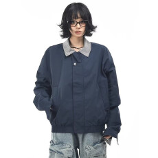 批发2026美式复古撞色格子翻领<b class='q'>夹克</b><b class='q'>男</b>女秋季潮牌宽松百搭情侣<b class='q'>外套</b>