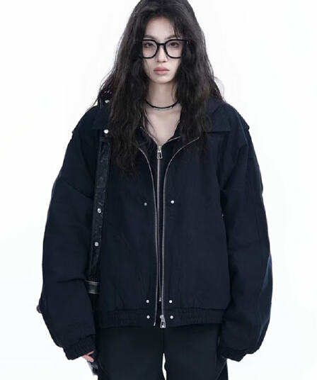 미니멀리즘 페이크 레이어드 후드 재킷 원본 순면 사선 무늬 원단 품격 다용도 일본식 트렌드 패션 새로운