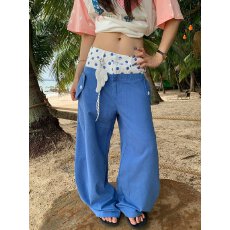 批发女童<b class='q'>裤子</b>秋季薄款<b class='q'>儿童</b>天丝牛仔阔腿裤女孩软牛仔布宽松直筒喇叭裤