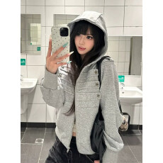 批发棒球服十八星星连帽外套女春秋<b class='q'>休闲</b><b class='q'>运动</b>夹克衫青少年开衫拉链卫衣