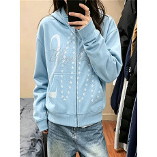 批发美式自由复古连帽正肩卫衣外套女秋季宽松潮牌情侣装<b class='q'>休闲</b>短款上衣