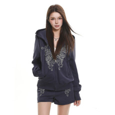 批发美式休闲风刺绣连帽卫衣女生春秋季新品宽松轻亚风<b class='q'>长袖</b>上衣帽衫