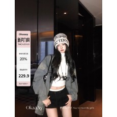 批发Okaaay[韩系胶片]美式复古牛仔外套做旧设计感宽松休闲<b class='q'>街头</b>风夹克