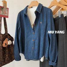 批发韩国水洗刺绣小人拉绒<b class='q'>牛仔</b><b class='q'>衬衫</b> 叠穿秋冬<b class='q'>衬衣</b>