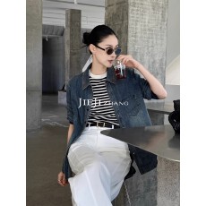 批发张琪JIEJI秋季纯棉复古时尚外套百搭设计感通勤风翻领<b class='q'>牛仔</b><b class='q'>衬衫</b>