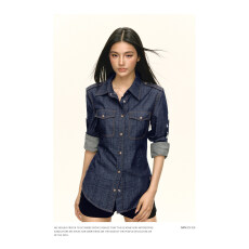 批发Ariseism 美式复古长袖牛仔衬衫女<b class='q'>秋</b>季新款上衣