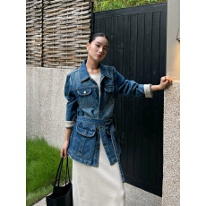 批发PURITY YH法式<b class='q'>通勤</b>简约秋季宽松时尚女牛仔外套休闲复古绑带上衣
