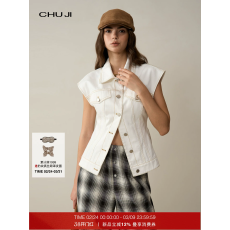 批发出迹复古工装无袖坎肩马甲牛仔外套女2025夏季水洗马夹-E1M2376W