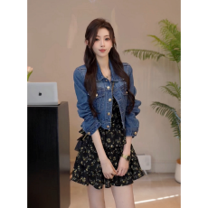 批发YUANLIANSU/圆脸酥刷子序犯蓝色长袖牛仔女Y260173