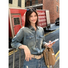 批发EKOOL <b class='q'>全棉</b>高质感牛仔衬衫女早春小个子宽松显瘦长袖衬衣休闲上衣