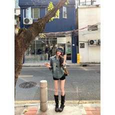 批发美式复古牛仔衬衫宽松百搭水洗蓝色衬衣女装春季薄款<b class='q'>休闲</b>开衫外套