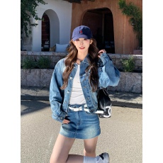 批发3MER哦哦三妹韩系减龄蓝色牛仔外套半身裙裤套装女<b class='q'>春</b>秋新款两件套