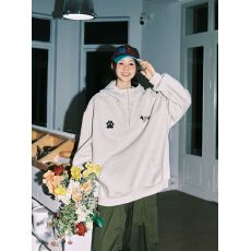 小红书原版特价纯棉华棉复合仿棉360克连帽高领半拉链卫衣