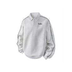 批发小红书原版特价纯棉华棉复合仿棉360克线条<b class='q'>衬衫</b>领卫衣