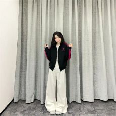 批发小红书纯棉华棉复合牛奶丝320克银狐绒420克拉链条纹<b class='q'>开衫</b>卫衣