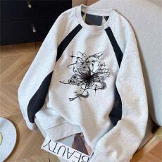 小红书纯棉华棉复合牛奶丝320克银狐绒420克不规则插色圆领卫衣