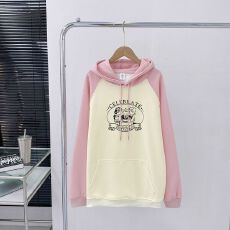 批发小红书原版特价（食毛华棉复合牛奶丝300克）拼接插肩连帽卫衣