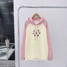 批发小红书原版特价（食毛华棉复合牛奶丝300克）拼接插肩连帽卫衣