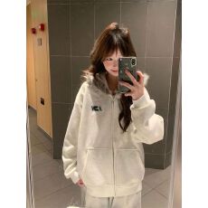 小红书原版特价纯棉华棉复合银狐绒420克毛领连帽拉链卫衣