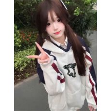 小红书纯棉华棉复合牛奶丝320克银狐绒420克连帽拼接撞色卫衣