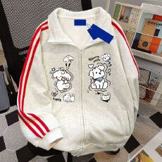 小红书纯棉华棉复合牛奶丝320克银狐绒420克拉链条纹开衫卫衣