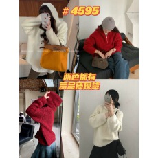 批发红色加厚百搭<b class='q'>毛衣</b>外套女韩版2025秋冬新款宽松显瘦软糯套头针织衫