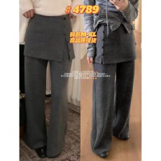 批发设计感加绒加厚屁帘裤2025秋冬新款韩版叠穿气质显瘦微喇长裤女<b class='q'>潮</b>