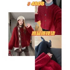 VGVL毛衣焰火灼春秋冬加厚慵懒复古高织高密极简毛衣开衫