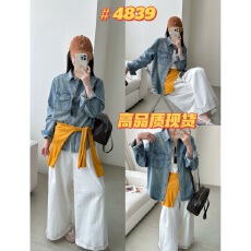 批发欧洲站2026春季新款设计感简约复古烫钻宽松<b class='q'>牛仔</b><b class='q'>衬衫</b>女高级感<b class='q'>衬衫</b>