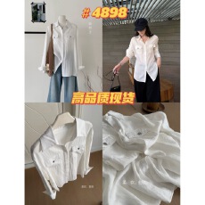 批发5werkwen 雅痞调调 金属扣与贝壳扣材质碰撞 莱赛尔亚麻长袖衬衫