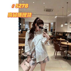 批发时尚老钱风套<b class='q'>装</b>洋气宽松高级感格子拼接防晒<b class='q'>衬衫</b>+短<b class='q'>裤</b>两件套女夏