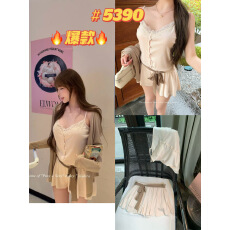 批发Lukira 懒人冰纱系 慵懒风蕾丝吊带开衫<b class='q'>短裤</b><b class='q'>女</b>夏季凉感三件套装
