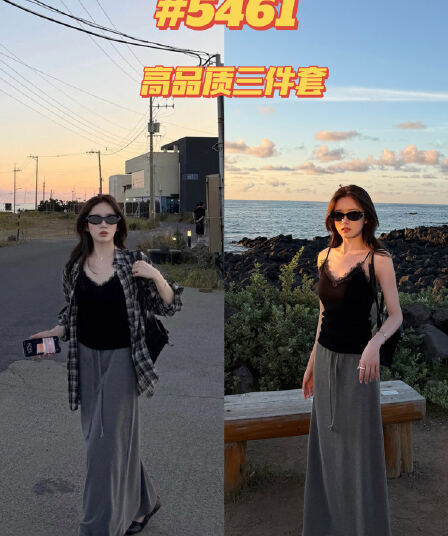 chooouan_ 주름 질감 느슨함 센스 체크무늬 긴팔 셔츠 여성 코트 이른 가을 루즈핏 스택 착용 맨위