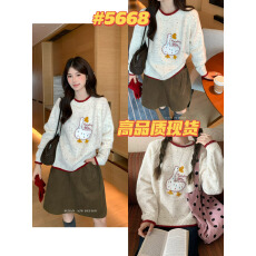 批发陆小团团韩系卡通彩点套头毛衣女2026秋季新款<b class='q'>可爱</b>减龄设计感上衣