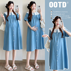 批发实拍有货<b class='q'>孕妇</b><b class='q'>连衣裙</b>夏娃娃领牛仔裙夏季薄款外穿裙子<b class='q'>哺乳</b><b class='q'>夏装</b>长裙