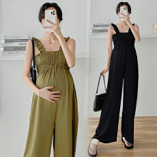 批发实拍有货<b class='q'>孕妇装</b>夏季新款<b class='q'>孕妇</b><b class='q'>背带裤</b>宽松<b class='q'>时尚</b>高级感薄款连体阔腿裤