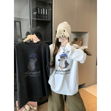 批发实拍实价 可爱加绒打底 卡通企鹅绒衫女