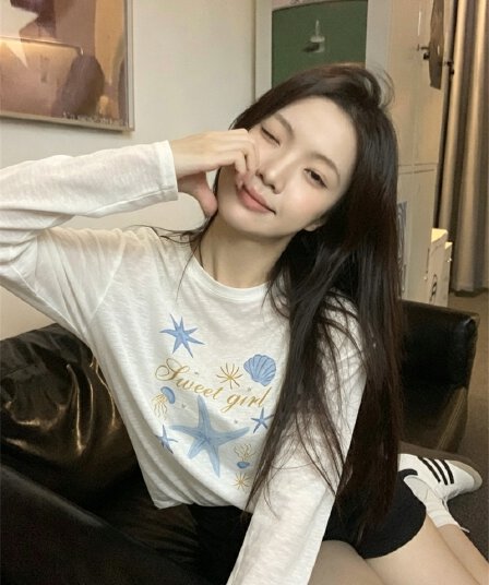 실사 2026 여름 새로운 루즈핏 만화 자외선 차단 의류 블라우스 여성