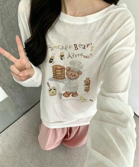 실사 여름 새로운 귀여운 대 곰 자외선 차단 의류 블라우스 긴팔 얇은 스타일 티셔츠 여성