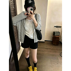 批发实拍 夏季新款 轻薄透气防晒衣背心+条纹开衫两件套装 女