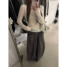批发早秋<b class='q'>新款</b>韩系甜美薄款波点内搭打底衫女长袖薄款t恤上衣女