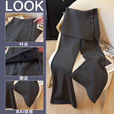 批发秋冬新款女糯米绒喇叭<b class='q'>裤</b><b class='q'>羊绒</b>高腰屁帘<b class='q'>裤</b>百搭休闲<b class='q'>裤</b>简约<b class='q'>提</b><b class='q'>臀</b>加绒<b class='q'>裤</b>