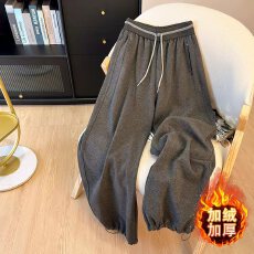 批发秋冬新款糯米绒阔腿裤宽松<b class='q'>韩版</b>百搭休闲裤<b class='q'>运动</b>裤束脚裤加绒加厚